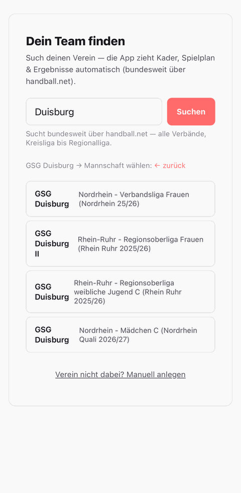 Vereins-Suche — Mannschaft laden