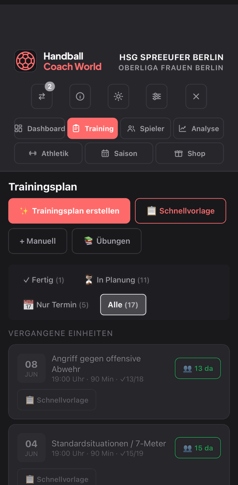 Trainingsplan nach DHB-Methodik